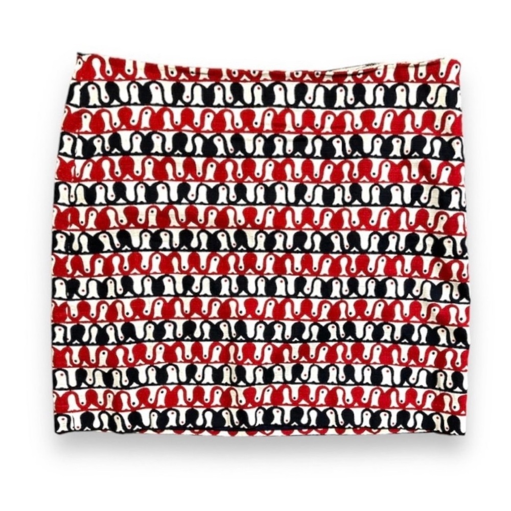 Talbots White Black Red Mod Patterned Pencil Skir… - image 1